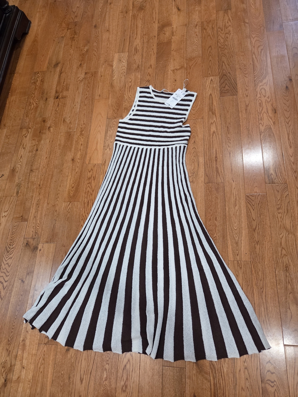 Zara Black and White Striped Maxi Dress